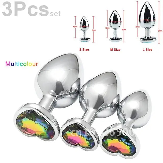 3-Piece Heart-Shaped Anal Plug Set – Prostate Massager Butt Stimulator for Adults