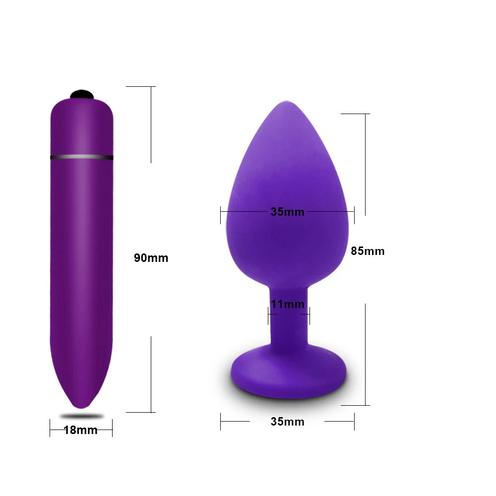 10-Speed Mini Bullet Vibrator &amp; Anal Plug Set – Clitoral, G-Spot
