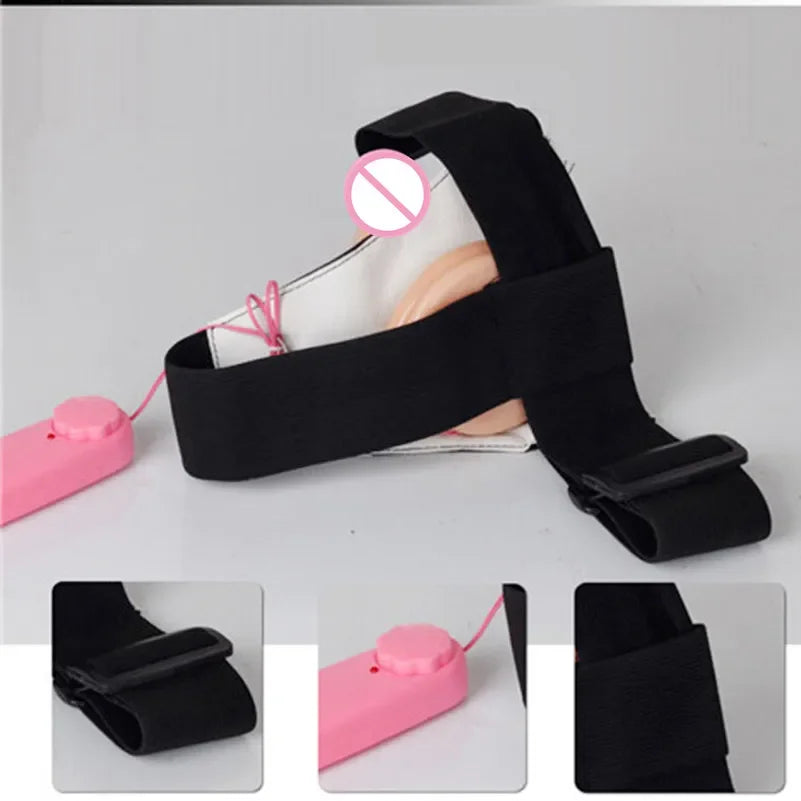 Remote Control Vibrating Strap-On Dildo with Hollow Sleeve – Erection Assist Harness