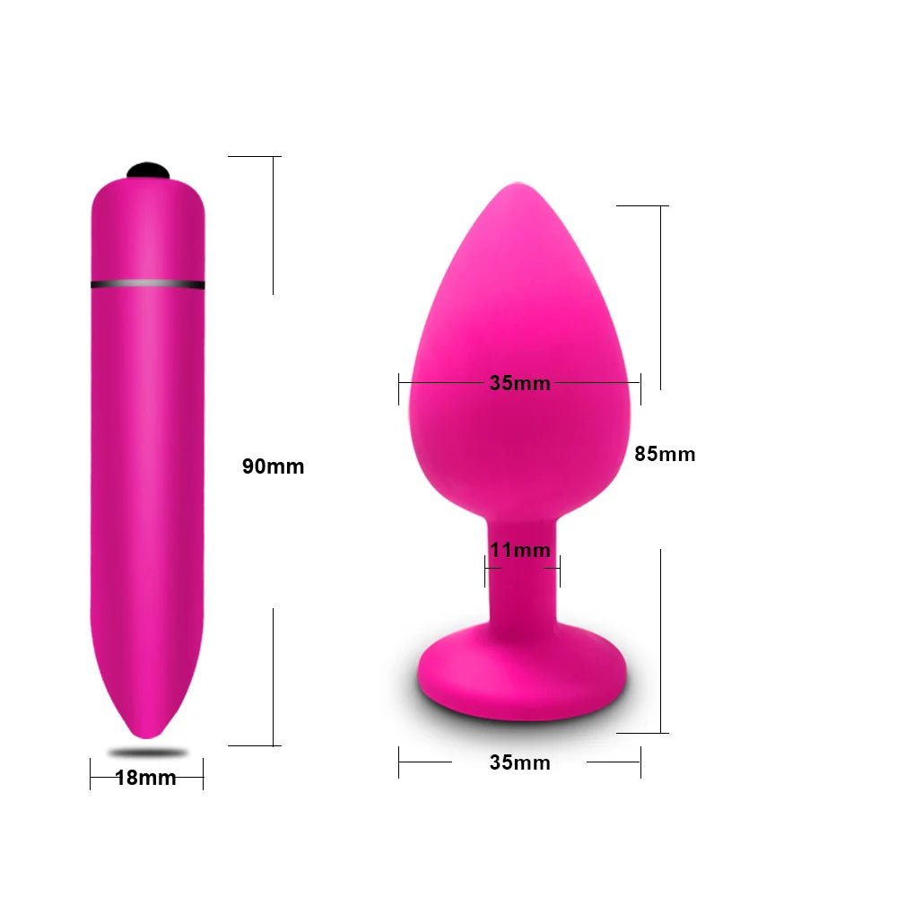 10-Speed Mini Bullet Vibrator &amp; Anal Plug Set – Clitoral, G-Spot