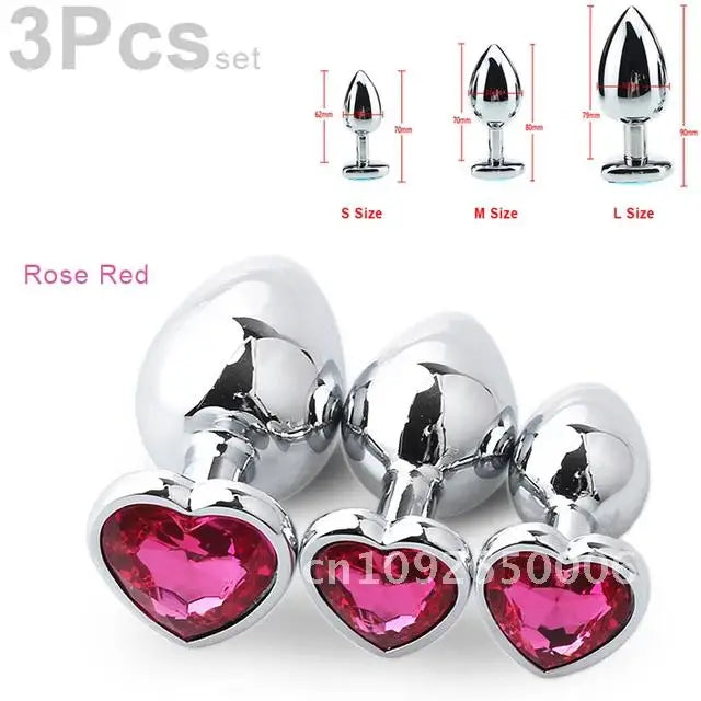 3-Piece Heart-Shaped Anal Plug Set – Prostate Massager  Butt Stimulator for Adults