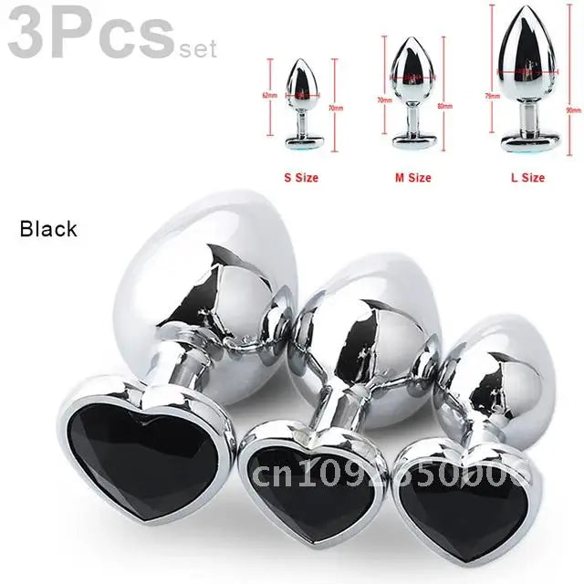 3-Piece Heart-Shaped Anal Plug Set – Prostate Massager  Butt Stimulator for Adults