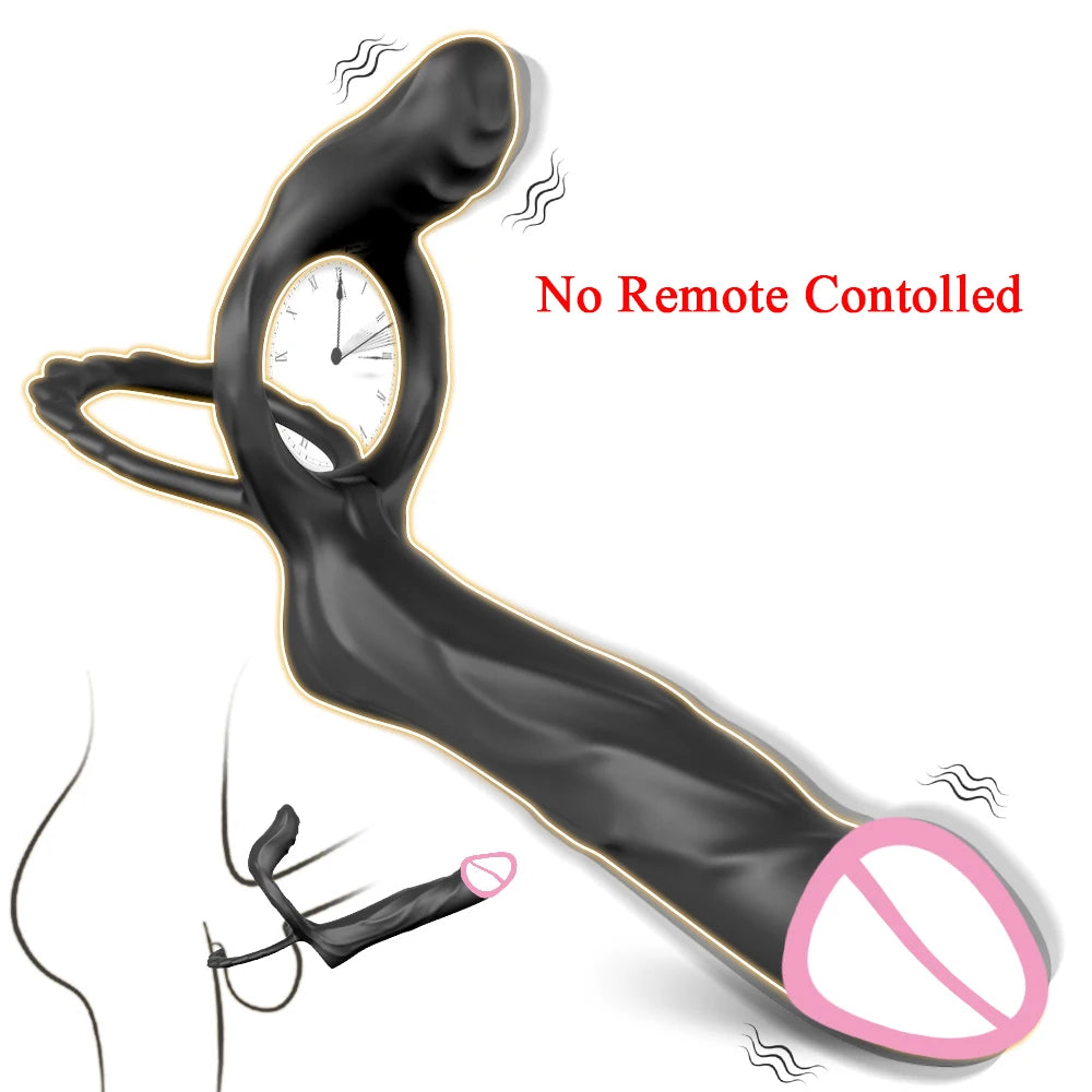 Remote-Control Double Penetration Vibrator with Cock Ring