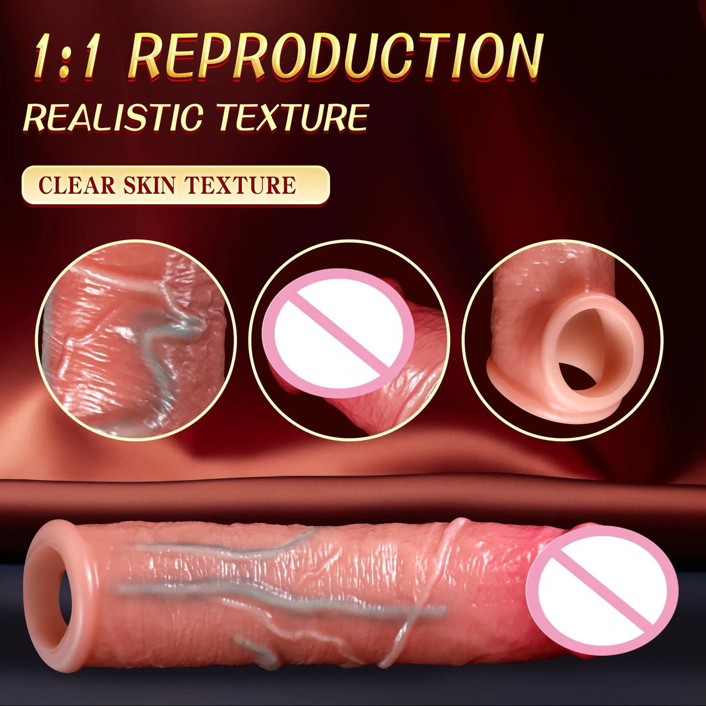 Soft Silicone Penis Sleeve – Reusable Realistic Extender Cock Enhancer
