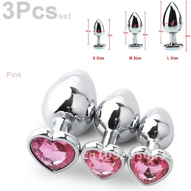 3-Piece Heart-Shaped Anal Plug Set – Prostate Massager  Butt Stimulator for Adults