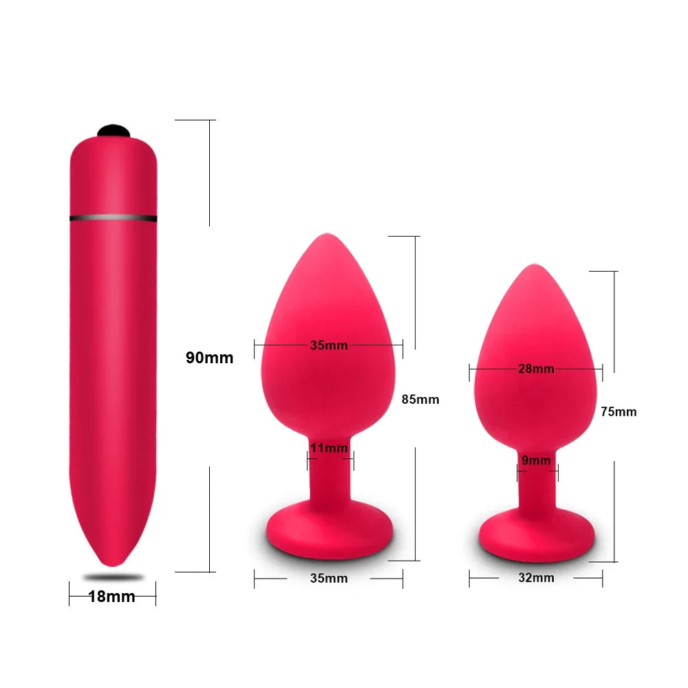 10-Speed Mini Bullet Vibrator &amp; Anal Plug Set – Clitoral, G-Spot