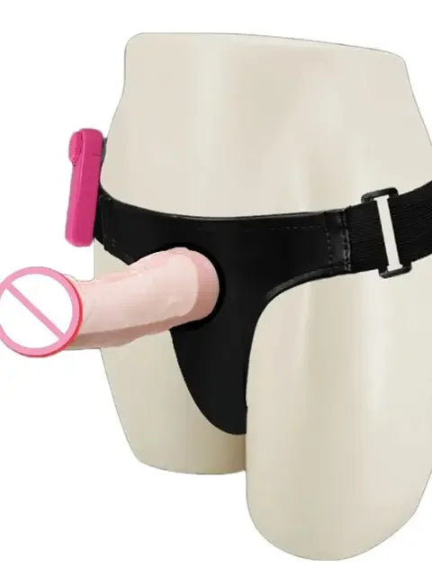 Remote Control Vibrating Strap-On Dildo with Hollow Sleeve – Erection Assist Harness
