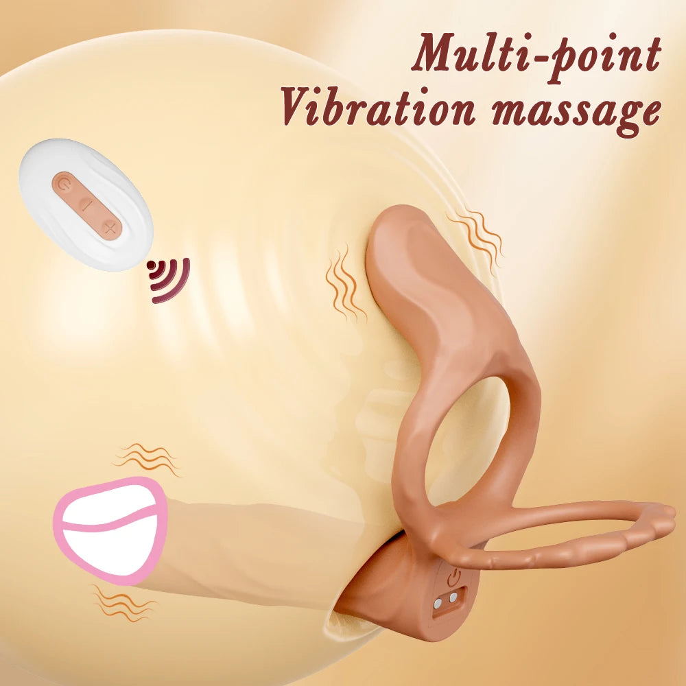 Remote-Control Double Penetration Vibrator with Cock Ring