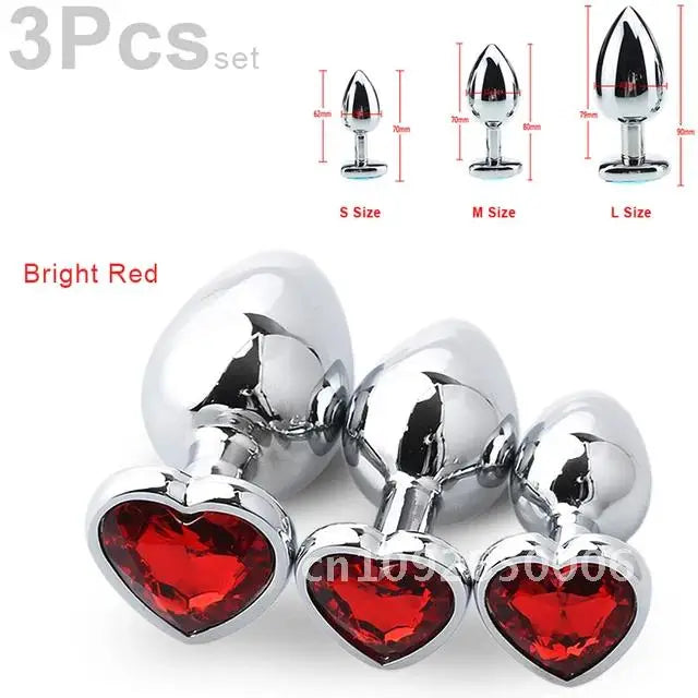 3-Piece Heart-Shaped Anal Plug Set – Prostate Massager  Butt Stimulator for Adults