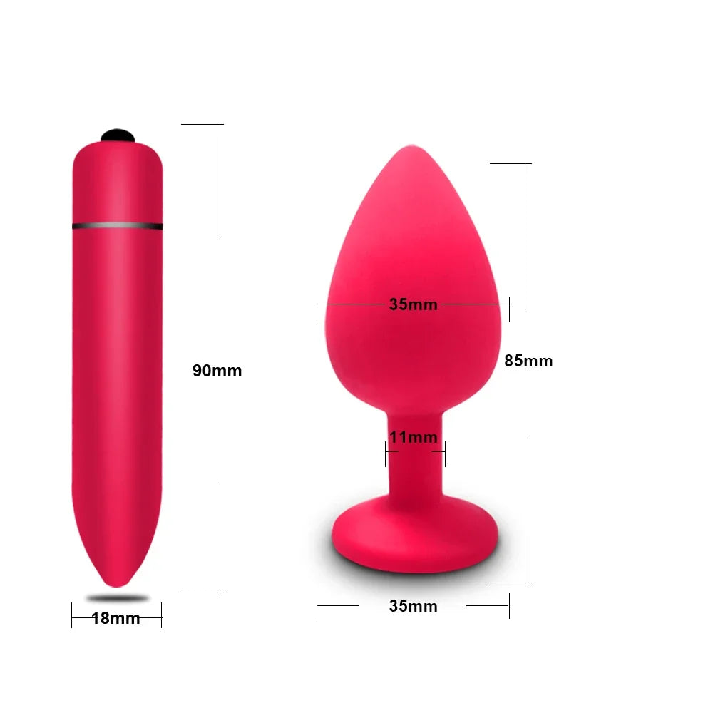 10-Speed Mini Bullet Vibrator &amp; Anal Plug Set – Clitoral, G-Spot