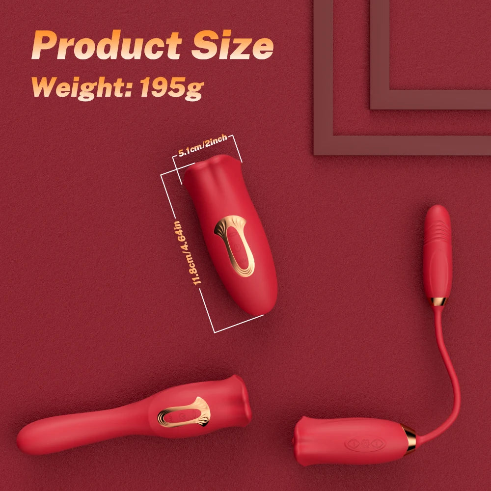 Realistic Tongue-Licking &amp; Sucking Vibrator – Rose Clitoral