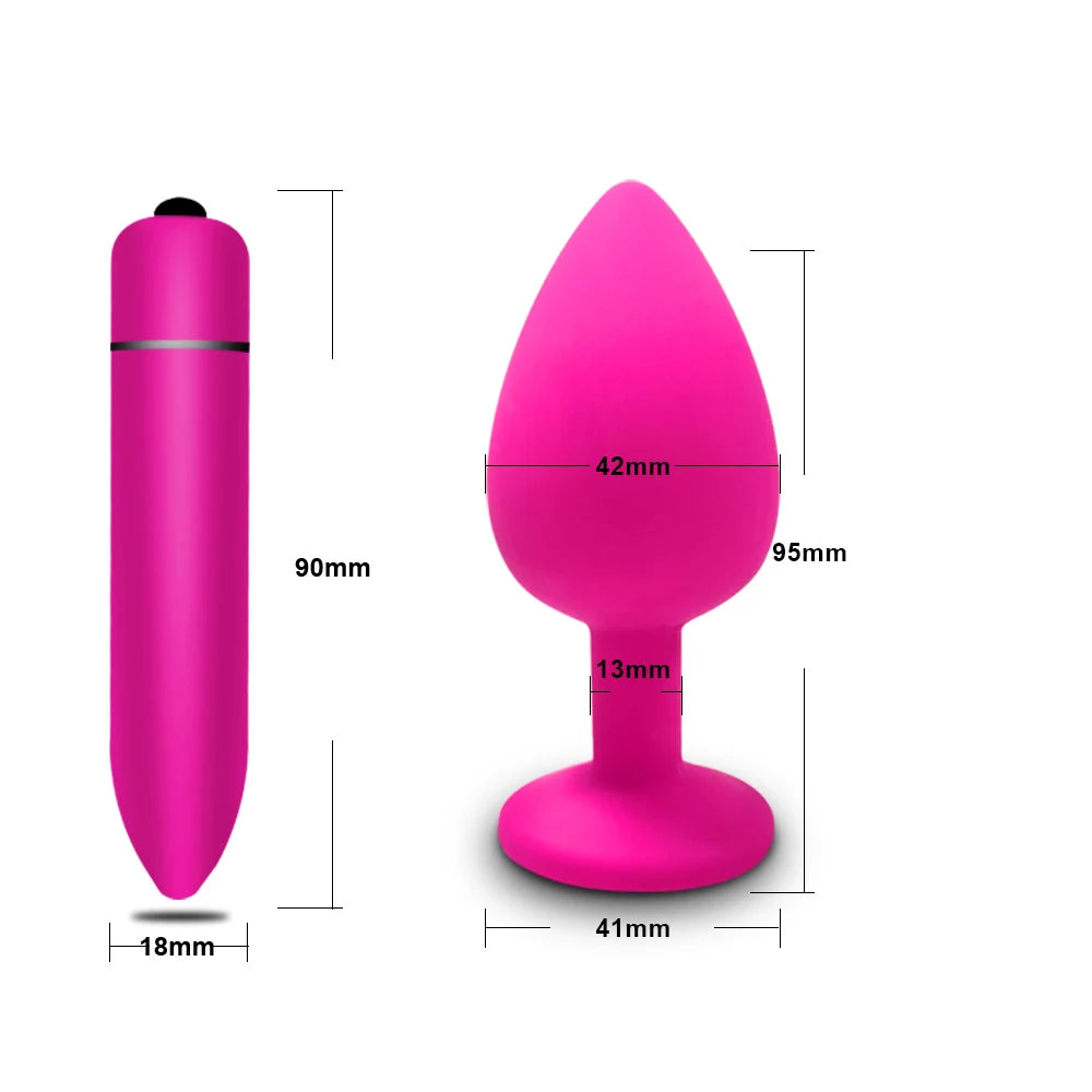 10-Speed Mini Bullet Vibrator &amp; Anal Plug Set – Clitoral, G-Spot