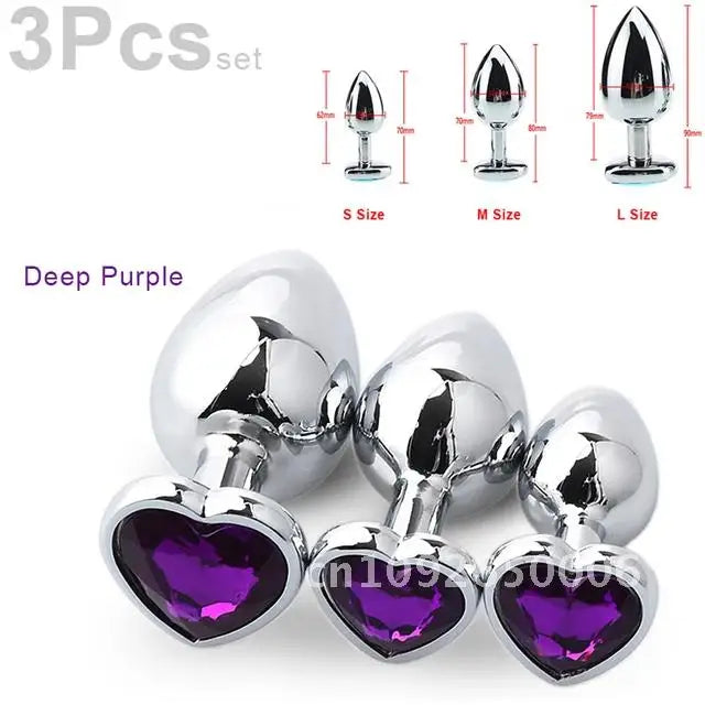 3-Piece Heart-Shaped Anal Plug Set – Prostate Massager  Butt Stimulator for Adults