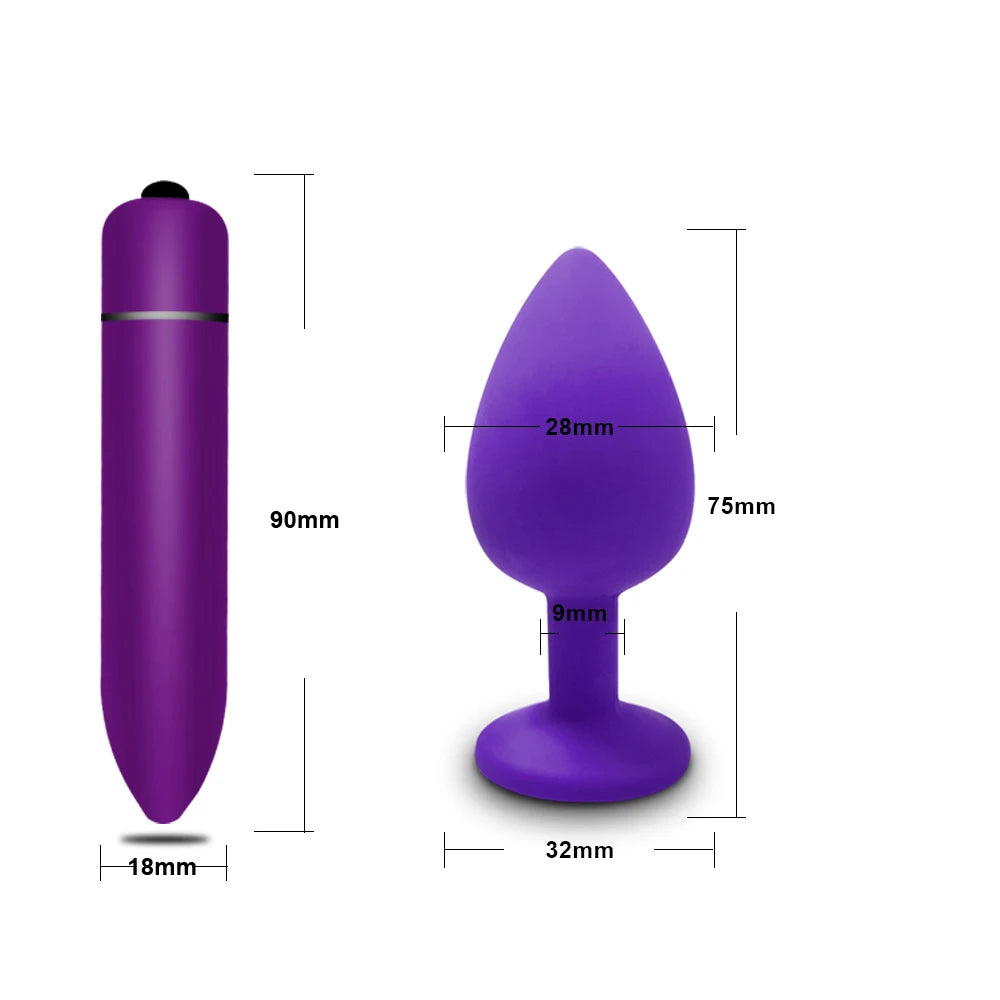 10-Speed Mini Bullet Vibrator &amp; Anal Plug Set – Clitoral, G-Spot