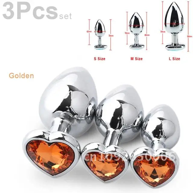 3-Piece Heart-Shaped Anal Plug Set – Prostate Massager  Butt Stimulator for Adults