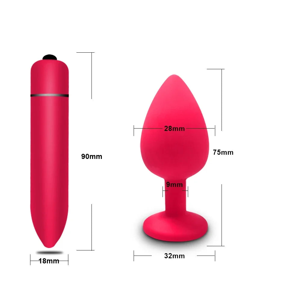 10-Speed Mini Bullet Vibrator &amp; Anal Plug Set – Clitoral, G-Spot