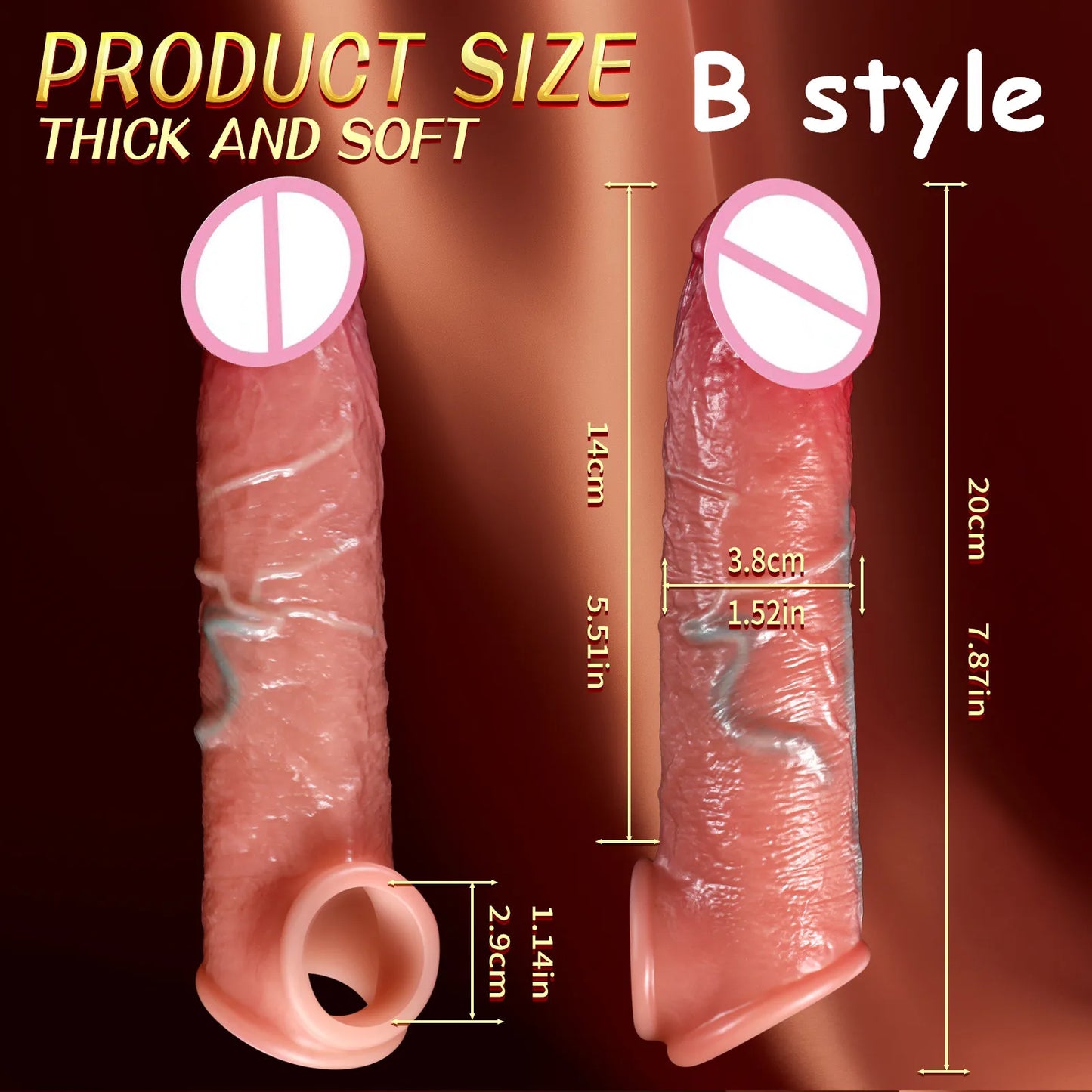 Soft Silicone Penis Sleeve – Reusable Realistic Extender Cock Enhancer